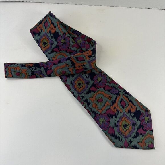 Muliti Color Men's Neck Tie Unbranded Gray w/Pink/Purple/Orange/Black Abstract - Picture 9 of 9